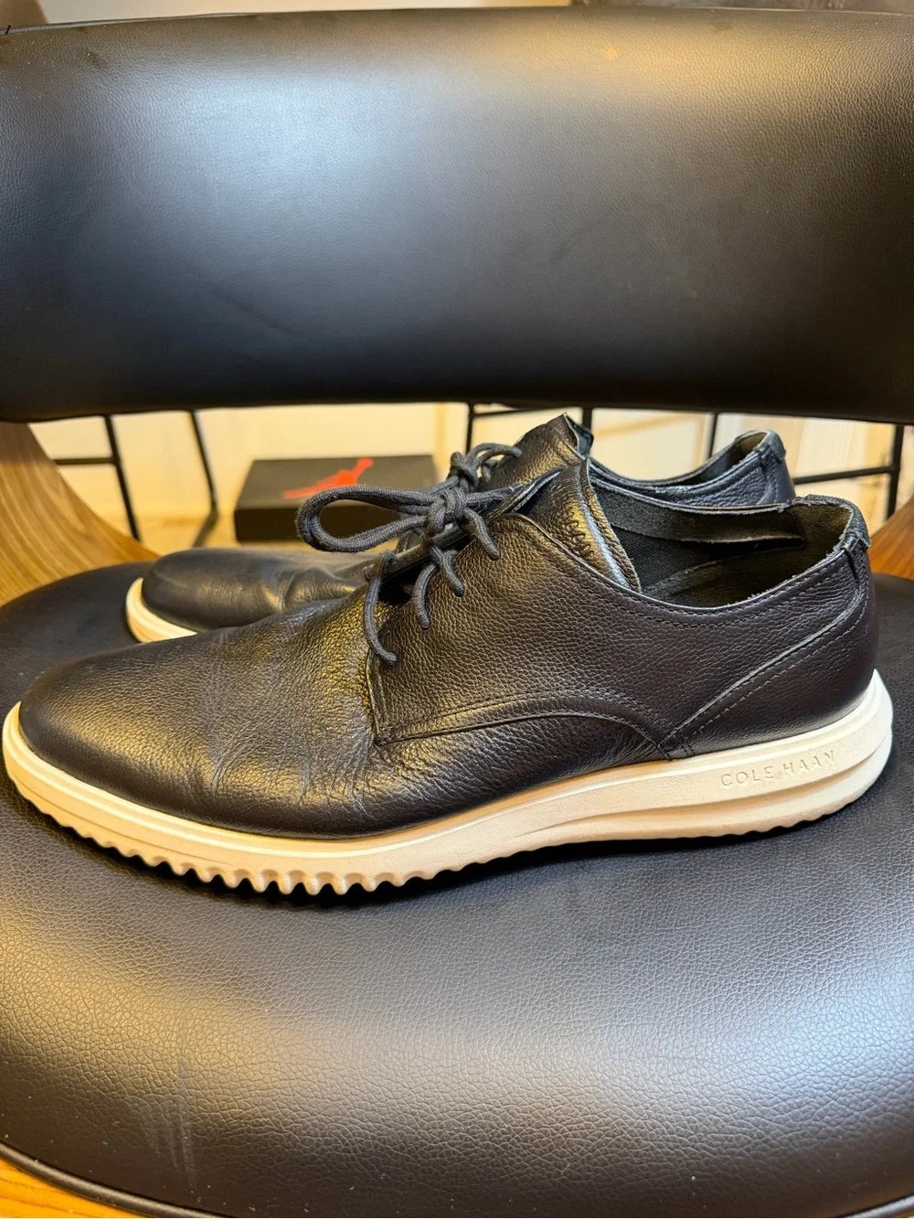 Cole Haan Grand+ Plus Plain Toe Oxford Black Leather Shoes C36934 Men’s Sz 12M
